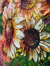 Close-up of a sunflower with a textured, abstract style