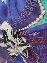 Close detail of the Swarovski crystal vine trim and beaded center on a clematis bloom on Where Color Holds by Robyn Moore Arts