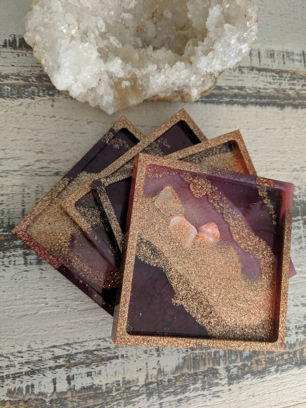 Coasters #19 - Square Epoxy set of 4 - Sold