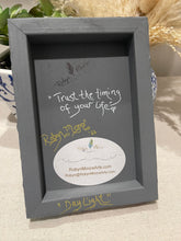 Back view showing quote and signature of Small coastal artwork