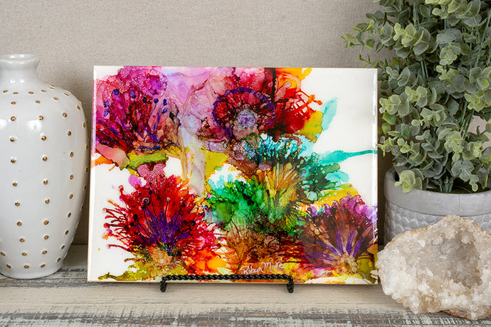 bright vibrant abstract alcohol ink flowers