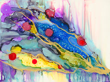 abstract rainbow ink splashy pattern with drips 