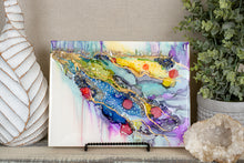 abstract rainbow ink splashy pattern with drips 